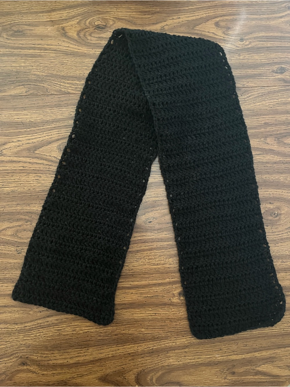 Men’s or Women’s Handmade Wide Black Crochet Scarf